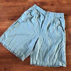 Vintage Sigrid Olsen green linen blend high waisted shorts in size 8